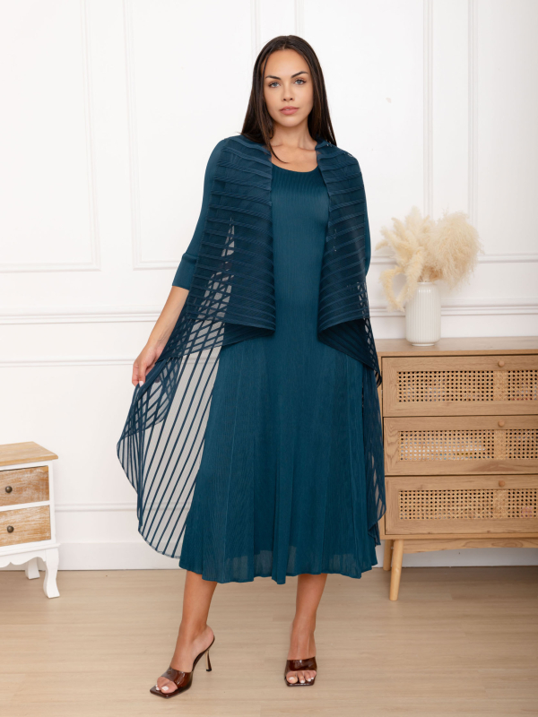 Rosalie, la robe midi à châle intégré manches ¾