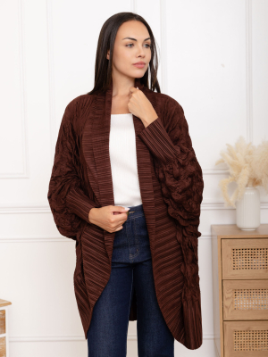 Roxane, la veste longue kimono à manches froissées bouffantes