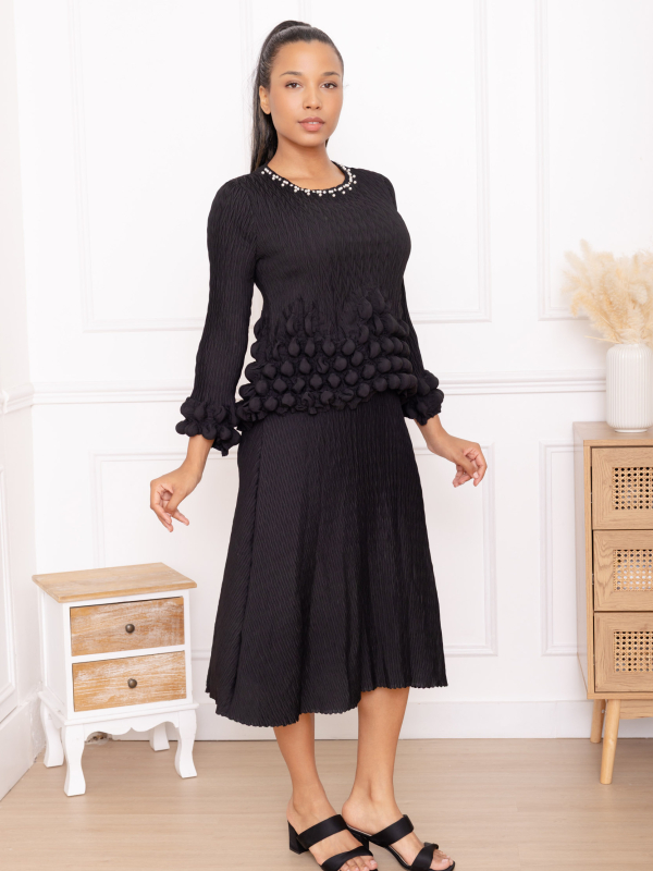 Blanche, la robe à taille pompons
