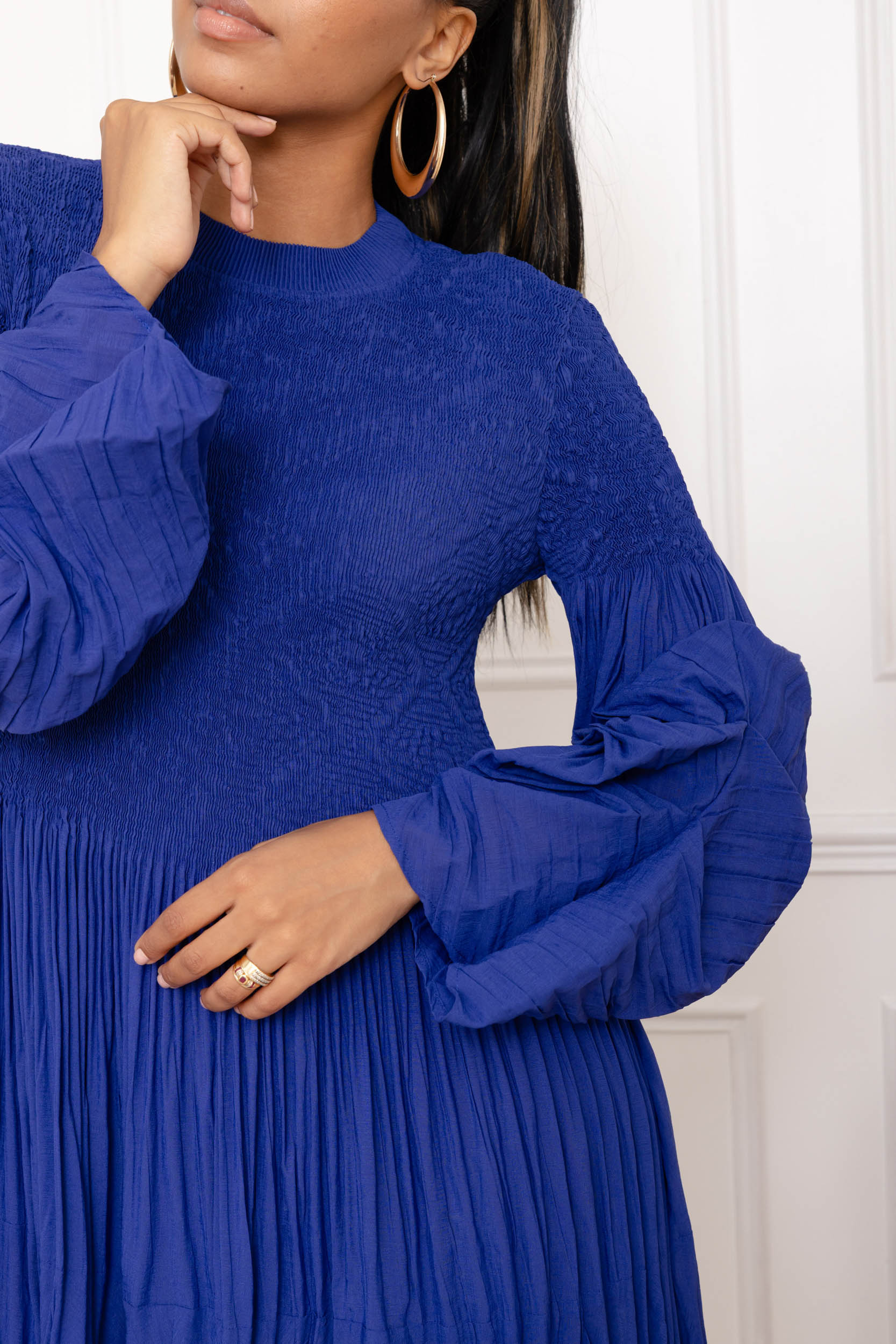 Cléo, la robe smockée manches bouffantes plissées – Image 4