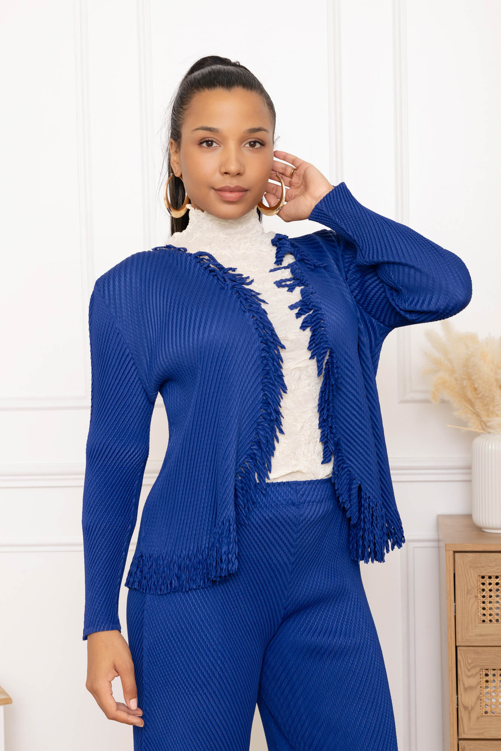 Vanessa, la veste ouverte à bordures frangées