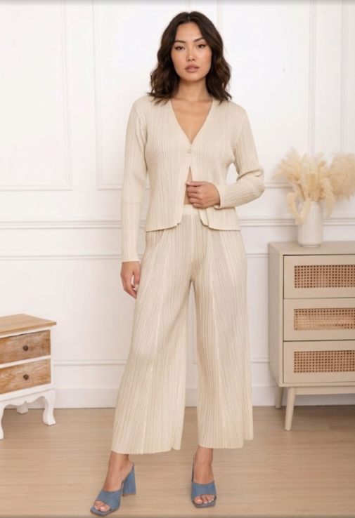 Rose, le gilet plissé court à bouton unique – Image 11